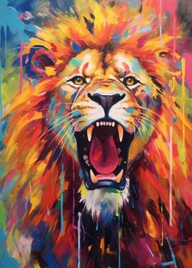 Colorful Lion Painting