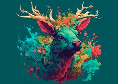 Cartoon style of elk