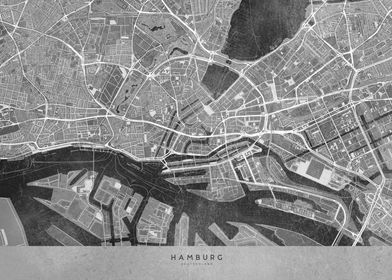Hamburg center gray map