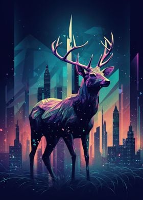 Nocturnal Vibes Deer Art 