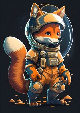 Cute fox astronaut