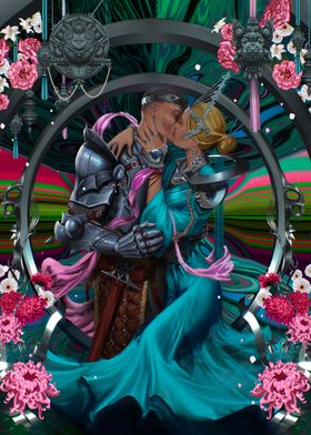 Magic couple kissing