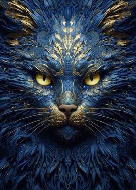 Blue Tribal Cat