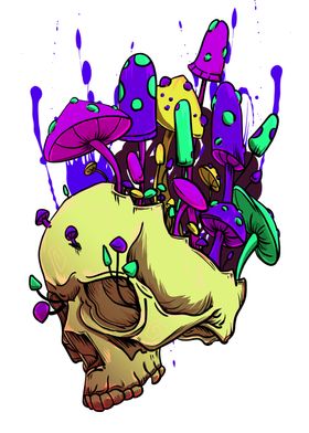 Trippy Mushroom Skull Vibe