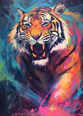 Colorful Tiger Painting