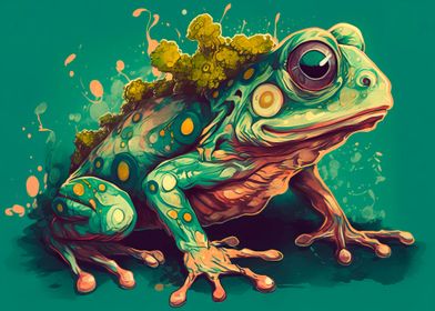 Cartoon style of fox frog