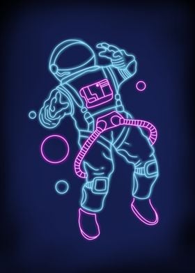floating neon astronaut