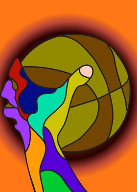Hand and basketball Popart