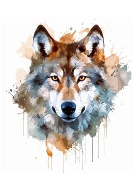 Wolf in watercolor
