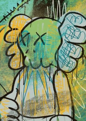 Green abstract kaws