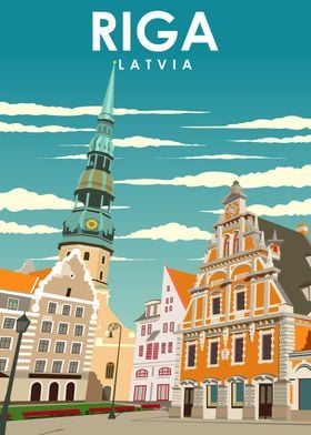 Riga Latvia Travel Poster