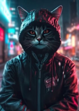 Cat Cyberwave Night