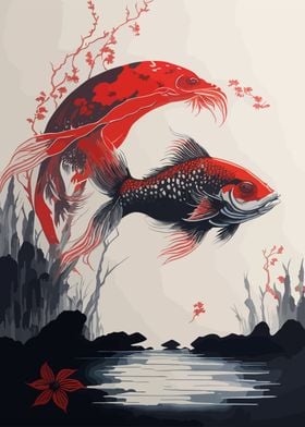 Japanese Koi Carp Painting