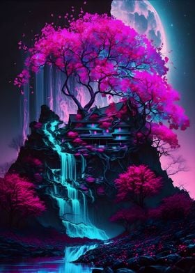 Mystical nature neon tree