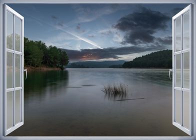 Window view lake landscape