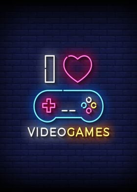 I love video games neon