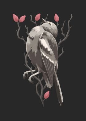 Bird pierced by thorns