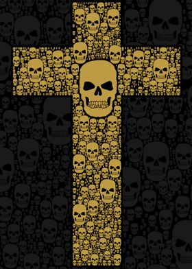 Gold Skull Cross