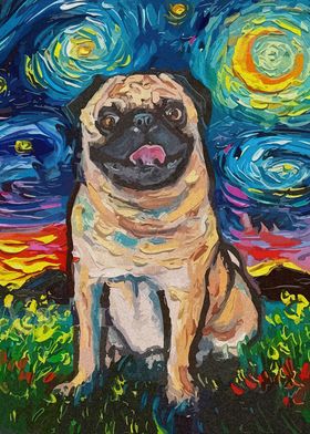 Dog Starry Night