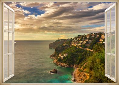 Window view cliff sea