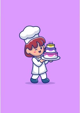 Cute Female Chef Cartoon