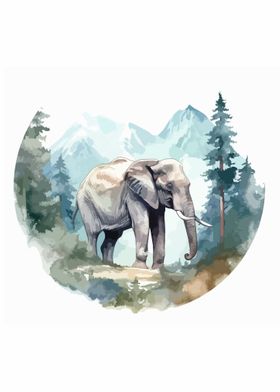 elephant in watercolor 