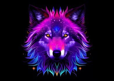 Neon style wolf