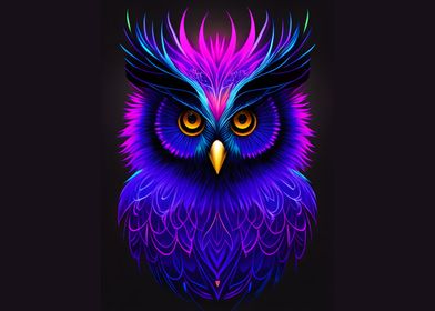 Neon style owl