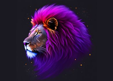 Neon style lion