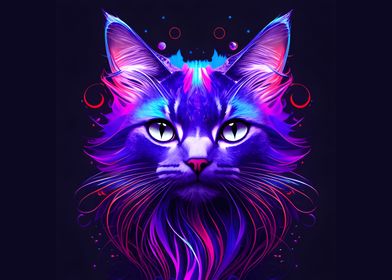 Neon style cat