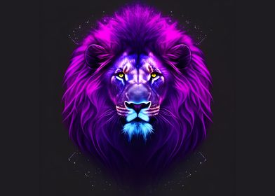 Neon style lion