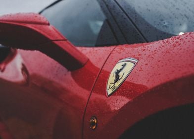 Wet Red Ferrari F8 detail