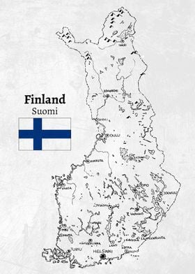 Handdrawn Finland Map