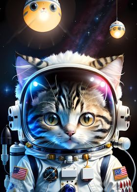 cute astronaut cat 