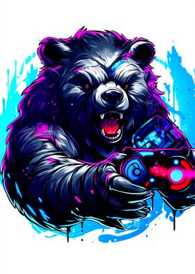 Funny bear playing game