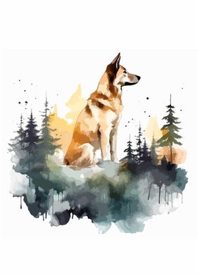 Dog in watercolor