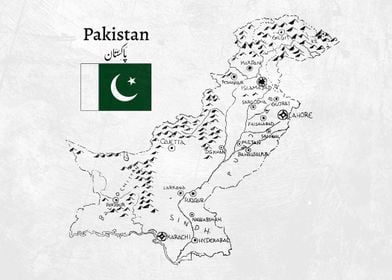 Handdrawn Pakistan Map