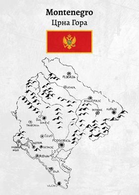 Handdrawn Montenegro Map