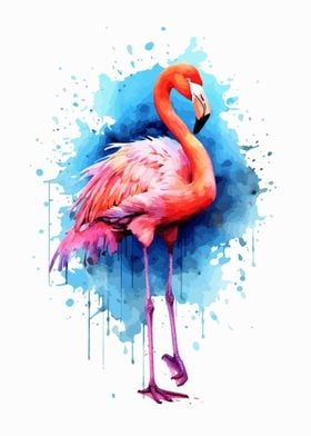 flamingo in watercolor