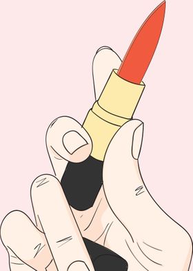 Women Holding Her Lipstick