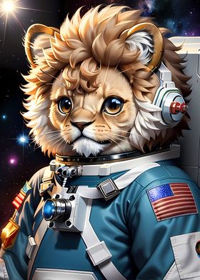 cute astronaut lion