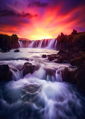 Sunset waterfalls
