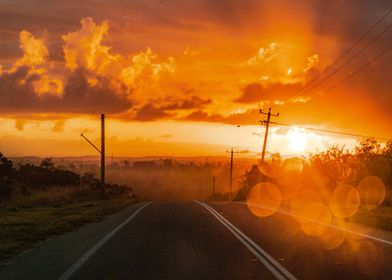 Sunset on the road