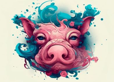 Cartoon style of pig