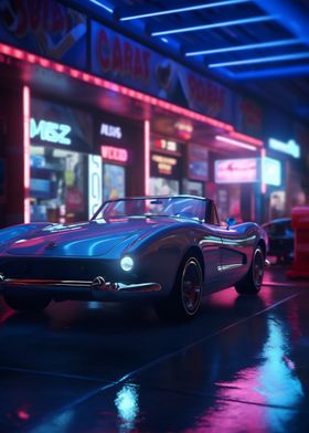 Neon lights racing car