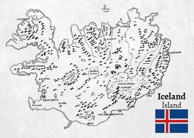Handdrawn Iceland Map