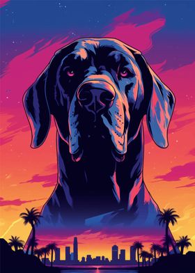 Great Dane Dog Sunset Cute