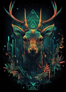 Digital Magical Deer Art