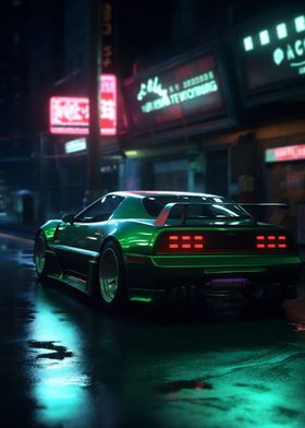 Neon lights racing car