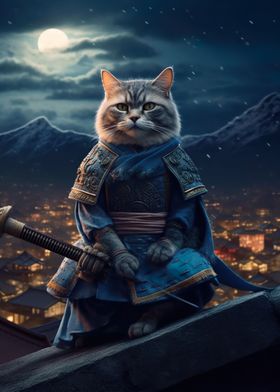 Cat Samurai Moon